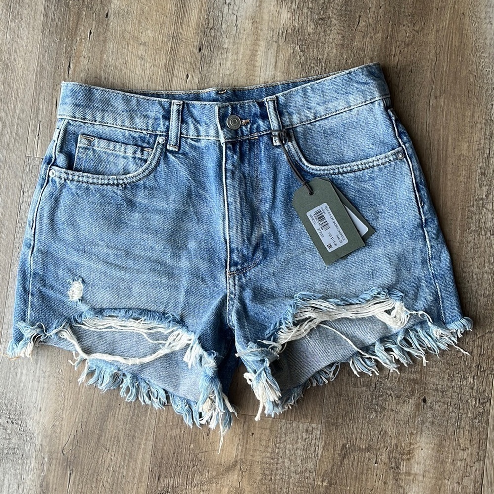 All Saints Remi Cut Off Frayed Distressed Shorts